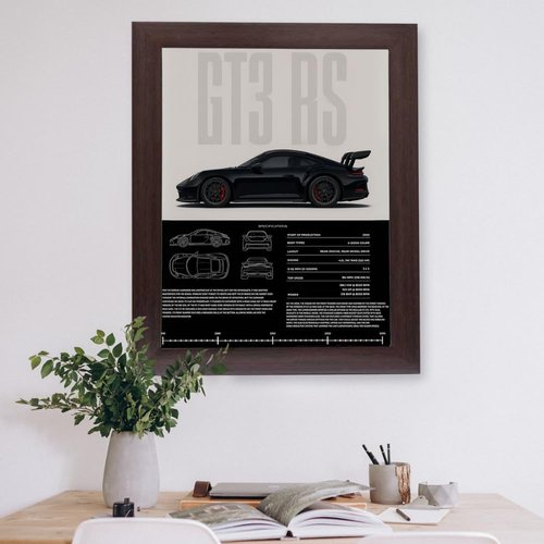 InkFlow Vintage Racing Car Poster - Classic Supercar Wall Art for Boys' Bedroom | 8x10 Unframed Canvas Print