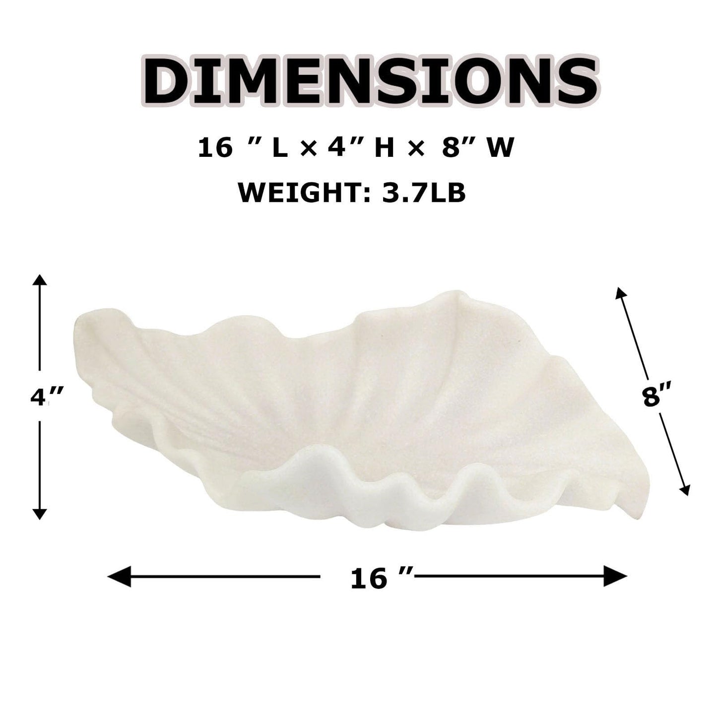CSjihua Off White Large Decorative Bowl - 16” Fruit/Key/Purse Bowl for Home Decor - Coffee Table & Entryway Table Decor - Scalloped Ruffle Bowls - Unique Centerpiece Bowls(Big)