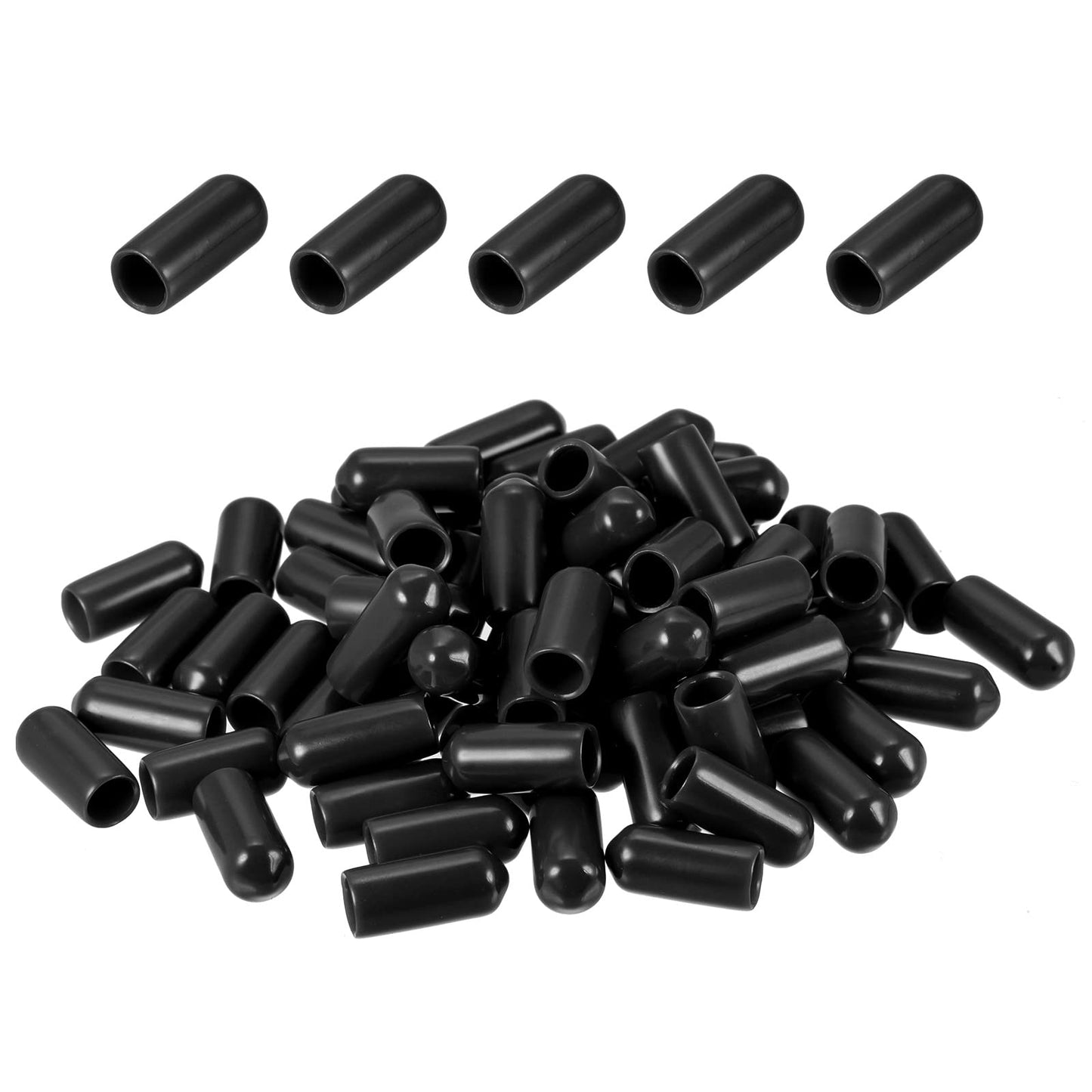 DMiotech 80 Pack 1/4"(6mm) ID Black Screw Thread Protectors Rubber End Caps Bolt Covers for Screw Bolt Furniture Pipe