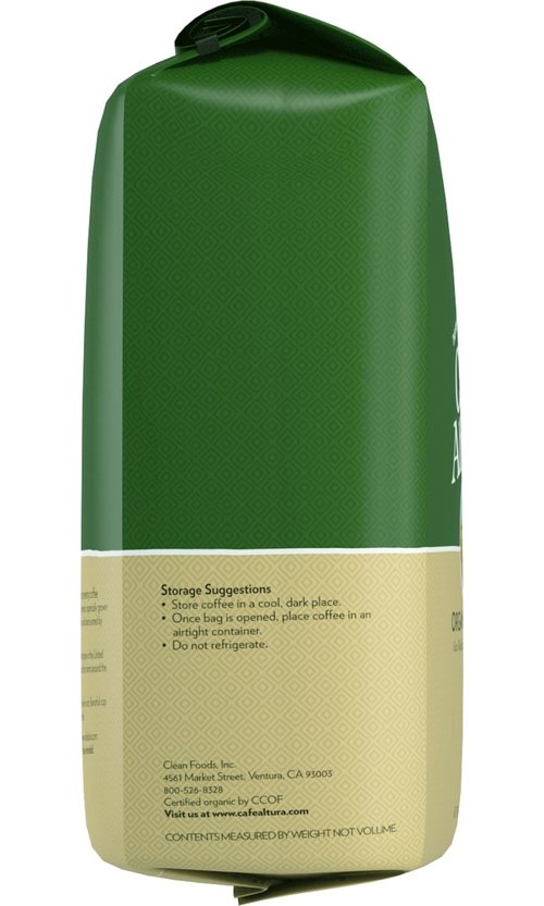 Cafe Altura Whole Bean Organic Coffee, Decaf Espresso - Water Process, 5 lb Bag