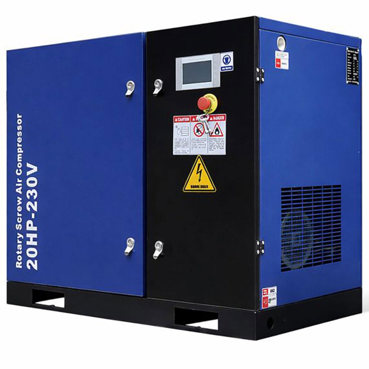 Trollastor 20HP Rotary Screw Air Compressor, 74 CFM @125 PSI, 230V 60Hz 3-Phase Fixed Speed Industrial Compressor, 62 dB Low-Noise, Star-Triangle Start, 1" NPT Outlet, Heavy-Duty Steel Cabinet