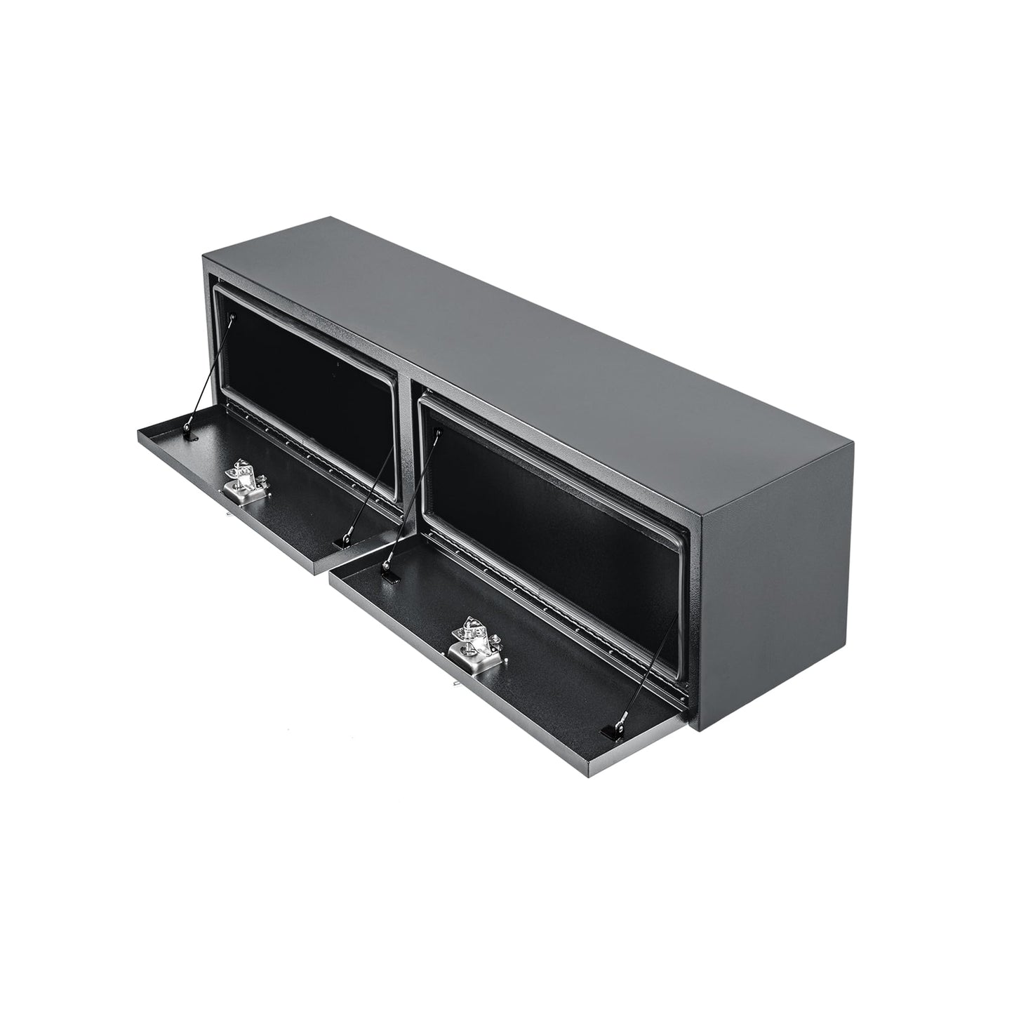 GarveeTech Black Steel Underbody Truck Tool Box with t-Handle Lock Latch, Truck Storage Organizer Tool Box Chest, Heavy Duty Under Body Toolbox for Pick Up, Truck, RV, Trailer，48 x 16 x 13 Inch