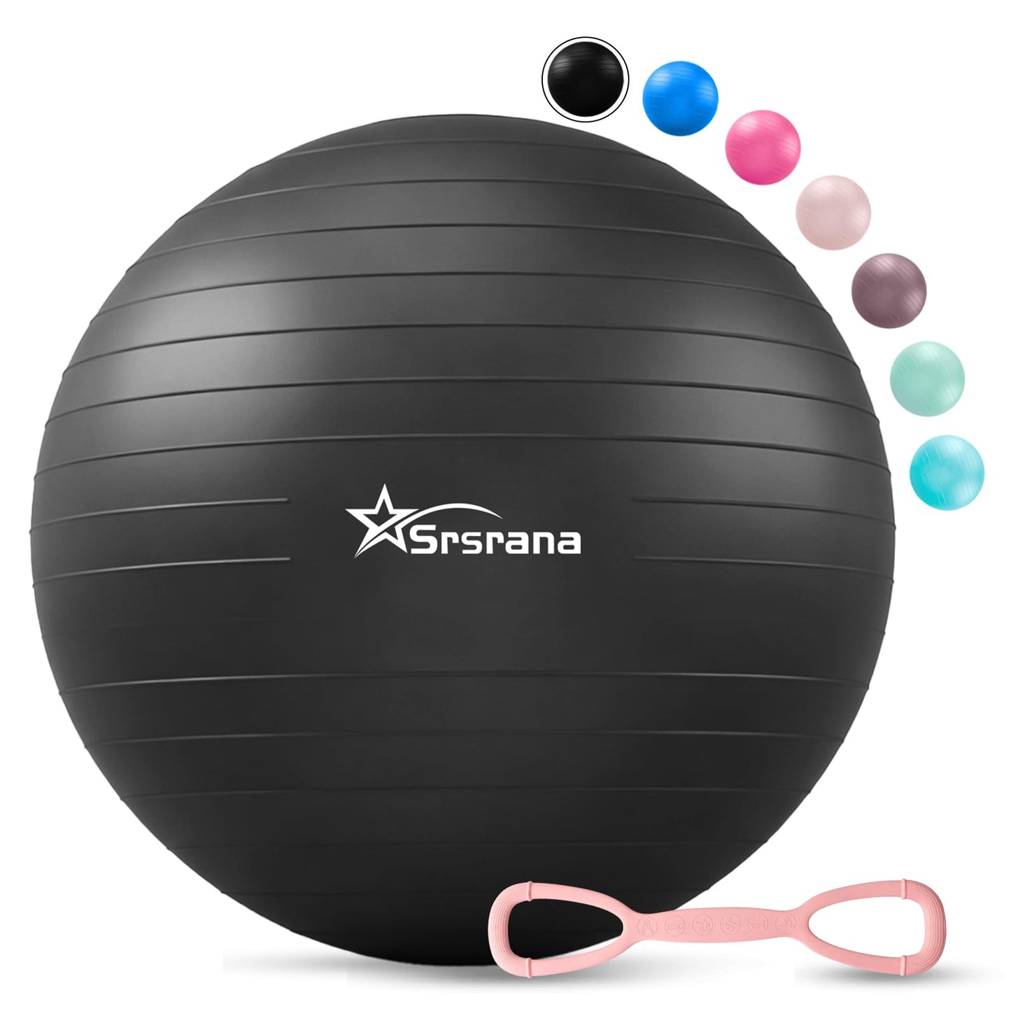 Srsrana Exercise Ball - Anti-Burst Yoga Ball for Pilates, Pregnancy & Core Stability - Ergonomic Office Desk Ball Chair & Physical Therapy Equipment, Quick Pump Included