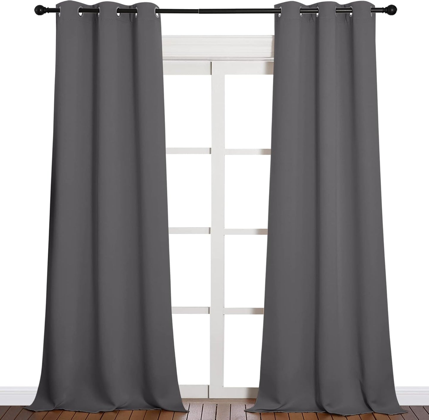 NICETOWN Thermal Insulated Blackout Curtains - Grommet Top Drapes for Hall | 2 Panels, Grey (W42 x L90)
