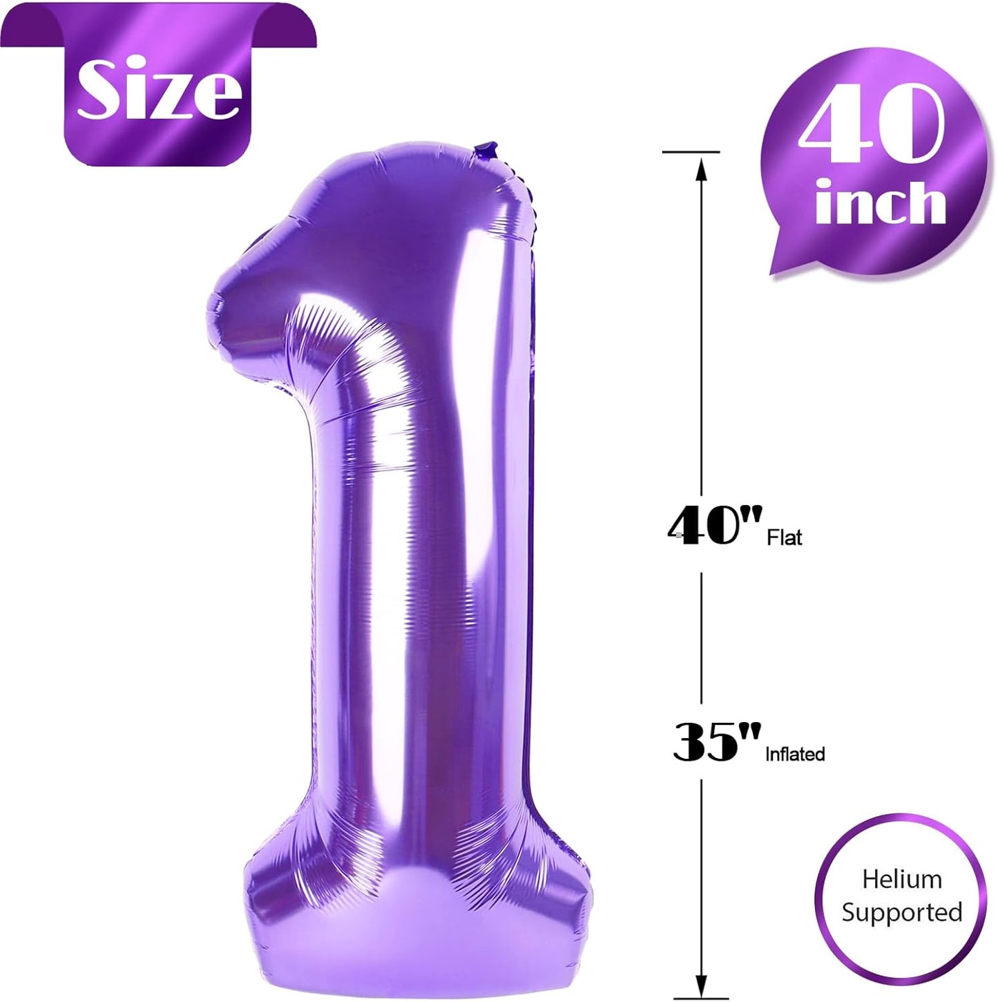 Purple 40-Inch Number 1 Balloon by [Brand Name] - Perfect First Birthday Decoration for Boys & Girls