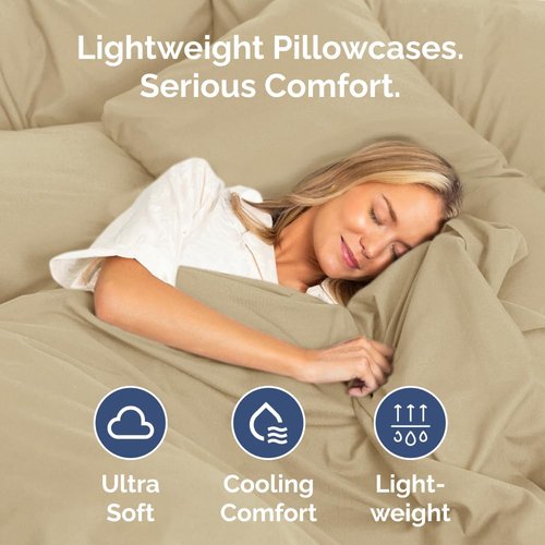 King Pillow Cases Set of 4 | Ultra Soft Hotel Quality Covers - Cozy, Wrinkle-Free & Fade Resistant - Beige