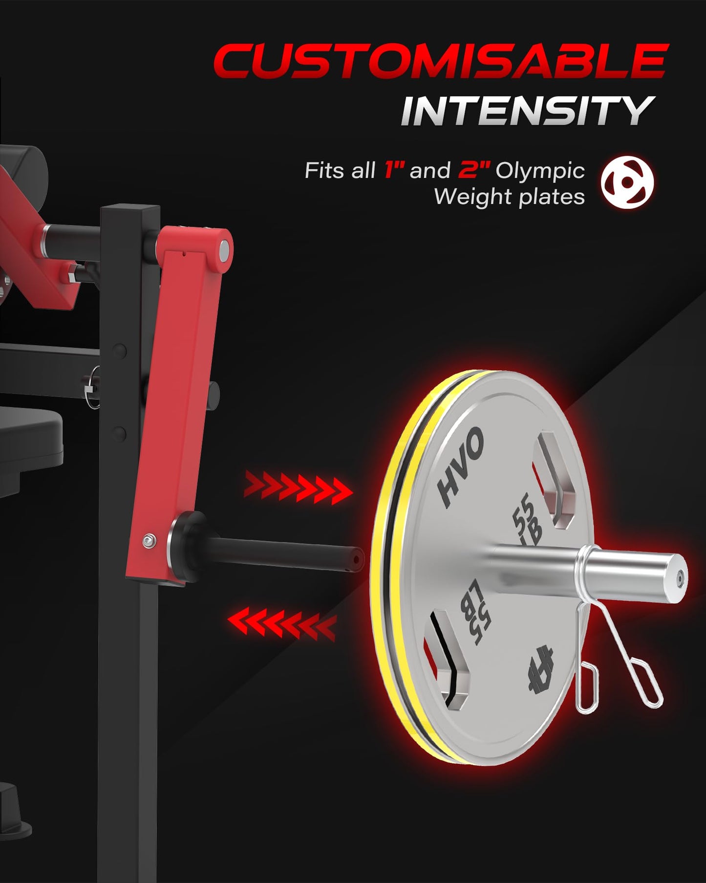 HVO Bicep Tricep Curl Machine: Plate Loaded Preacher Bicep Curl and Tricep Extension Machine Arm Exercise Equipment for Home Gym Workout Station Red