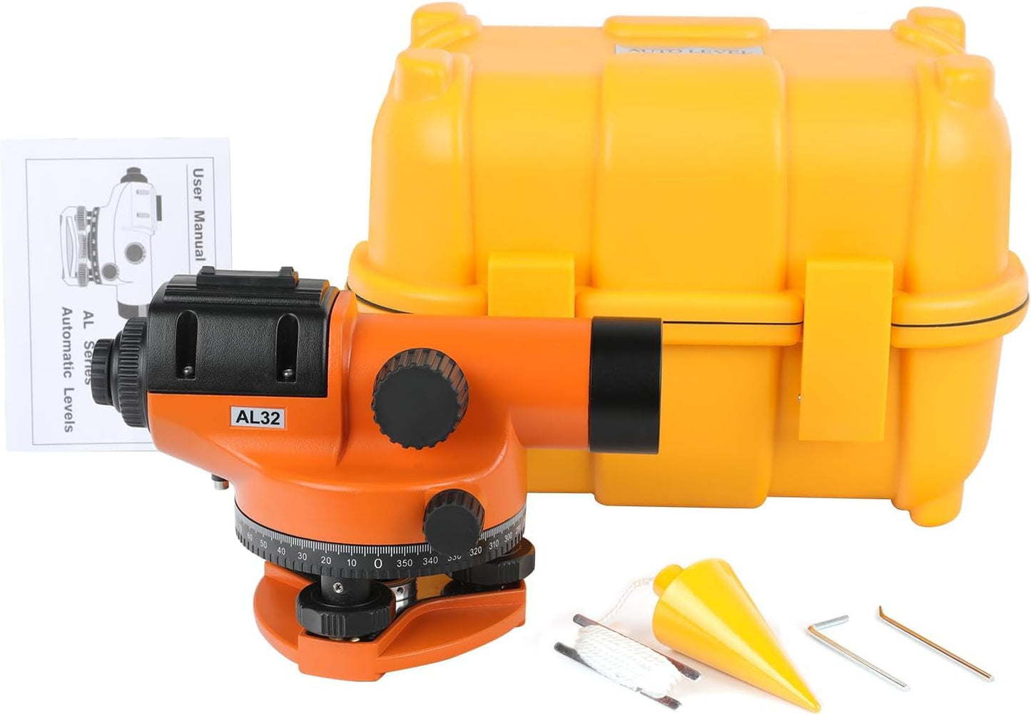 Automatic Optical Level 32X with Self-Leveling Magnetic Dampened Compensator and Transport Lock, Height/Distance/Angle Measuring Tool 393Ft of 3/10" at 100Ft Leveling Accuracy IP54 Waterproof