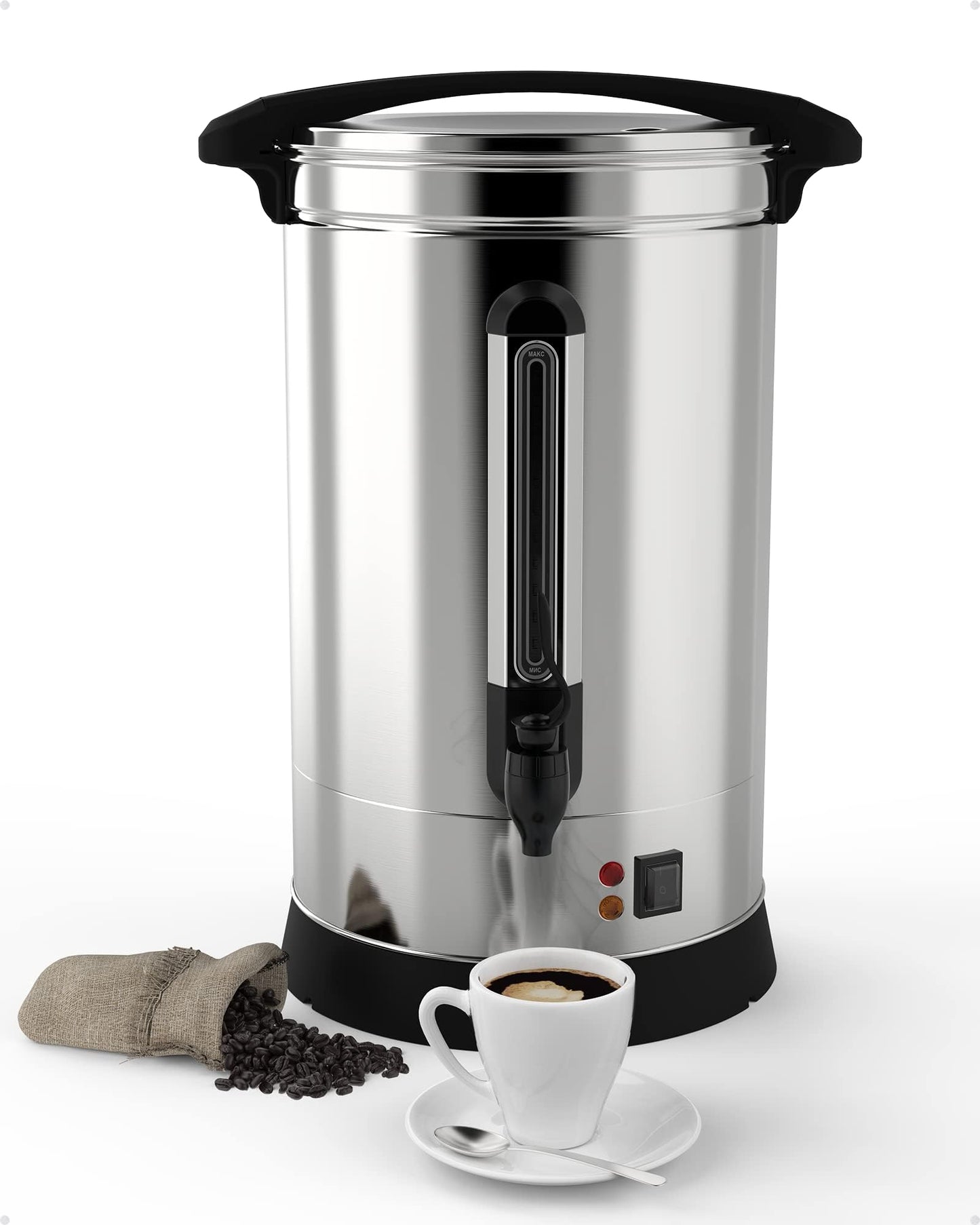 120 Cup Coffee Urn, 18L/4.8Gal Large Capacity Stainless Steel Hot Beverage Dispenser, Fast Brew Rapid Extraction, Auto Temperature Control Faucet, Commercial Hot Water Urn for Party Buffet Catering