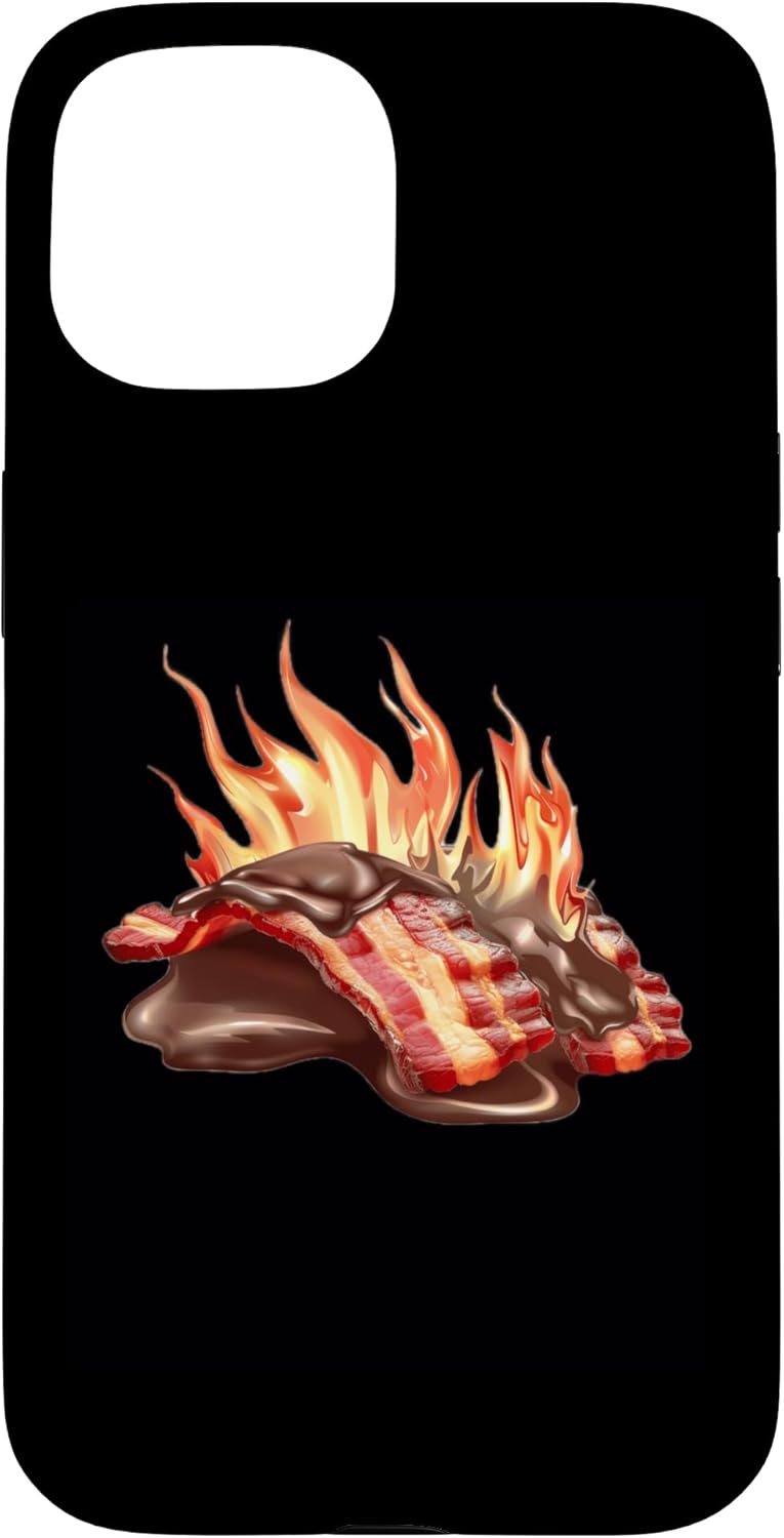 Chocolate Covered Bacon American Food Designs 15 Chocolate Covered Bacon With Flames Case for iPhone