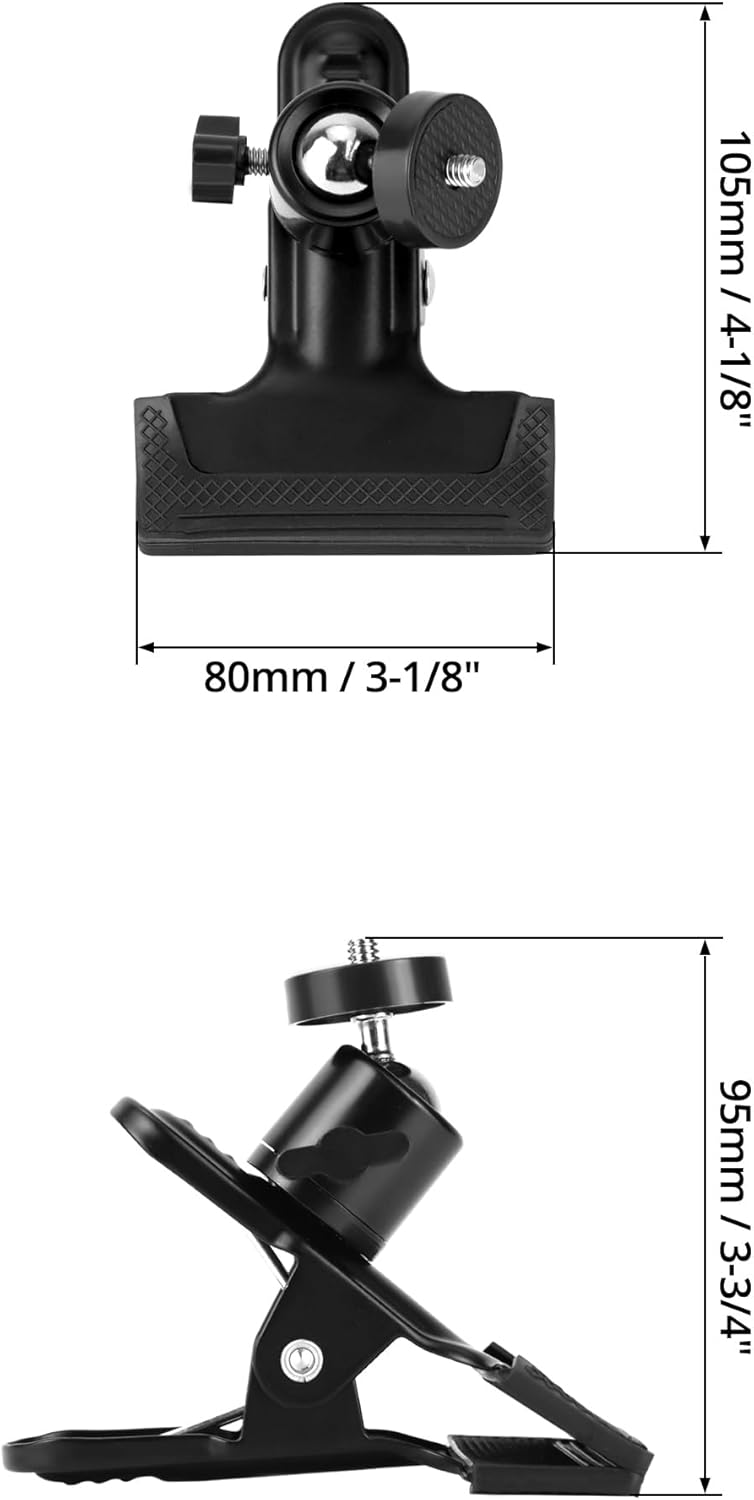 QWORK 4 Pack 360 Multifunctional Tripod Camera Clamp Flash Holder with Swivel Tripod Mini Ball Head, Black