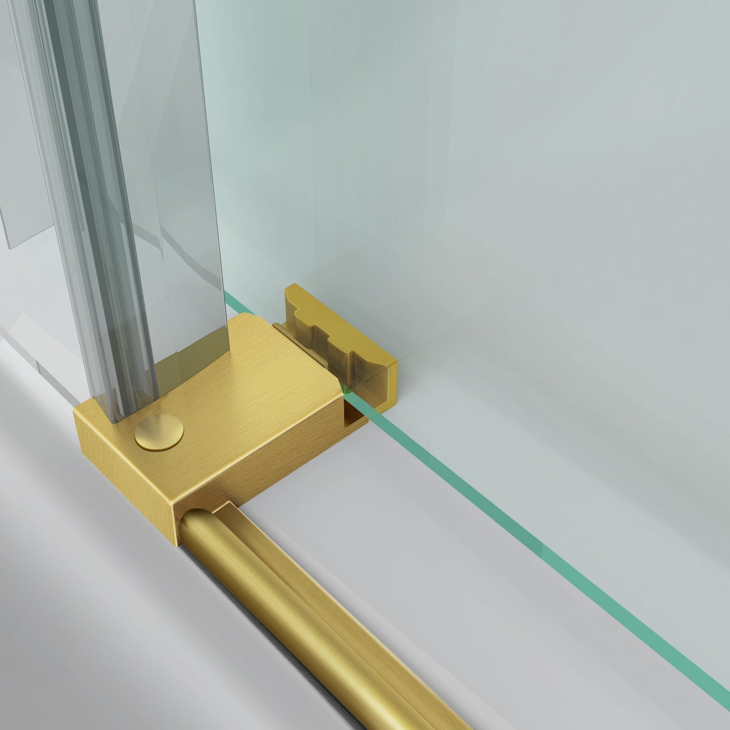 Bathroom Frameless Sliding Rectangle Shower Door, 56"-60"*60" H-Type Shower Door with 5/16" Clear Tempered Glass and Brushed Gold Stainless Steel Hardware with Reversible Handle