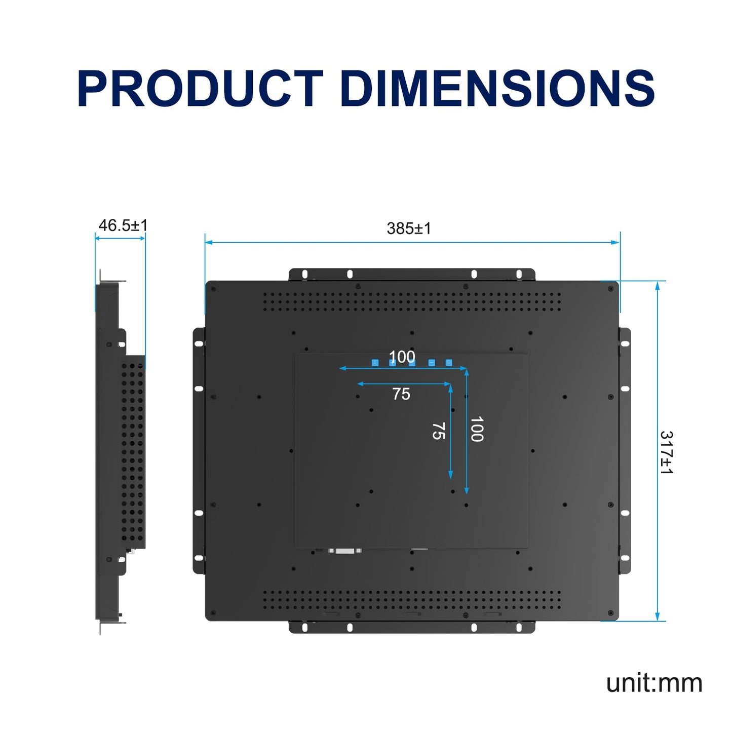 Bosunre 17 Inch Open Frame Design Touch Screen Monitor Display with VESA & Rear Mounting Bracket for Kiosk Industrial Automation Retail Self-Service