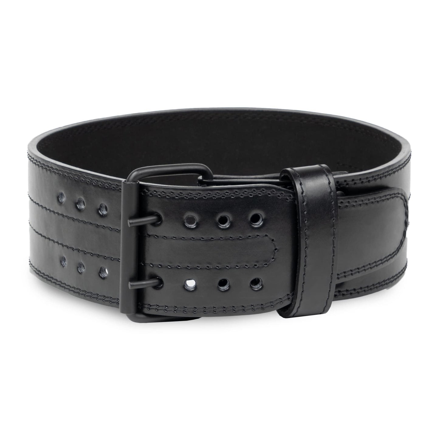 Gymreapers Weightlifting Belt 6MM Genuine Leather - Double Prong Power Belt Heavy Duty 4-Inch Wide - Strong, Stabilizing Back Support for Deadlifts, Squats Powerlifting (Black, Medium)