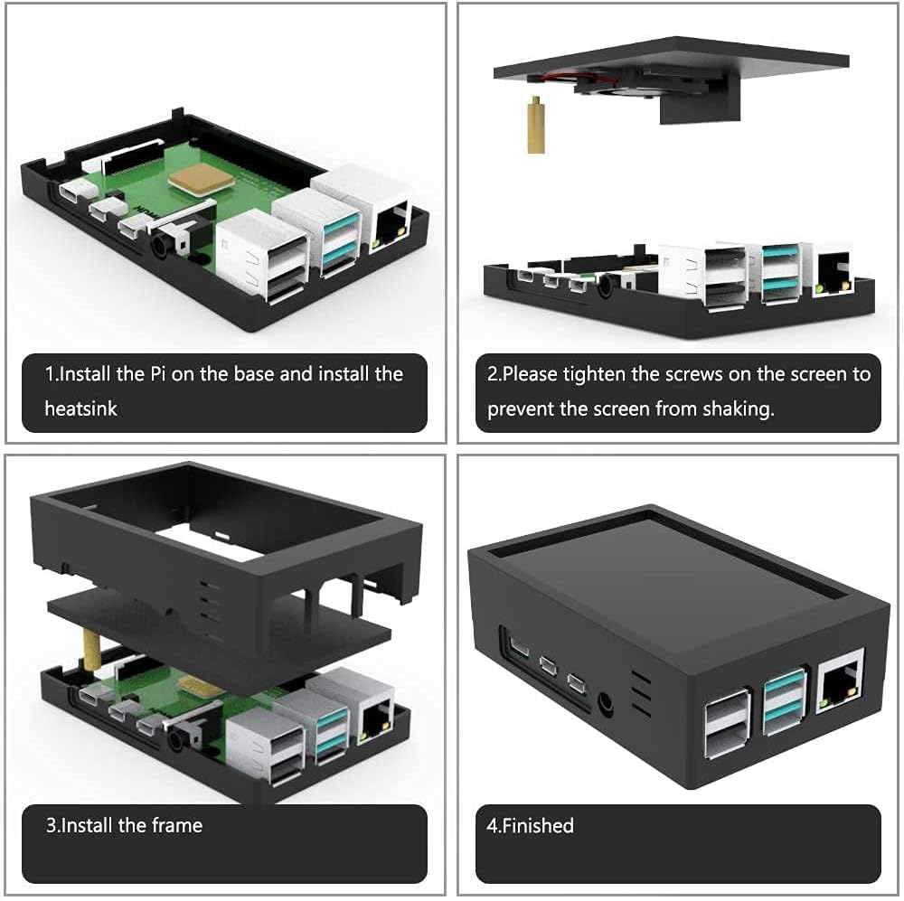CUQI 4 3.5 inch 480x320 60fps for Raspberry Pi TFT Touch Screen with Case, Mini Cooling Fan and Heatsink, Resolution