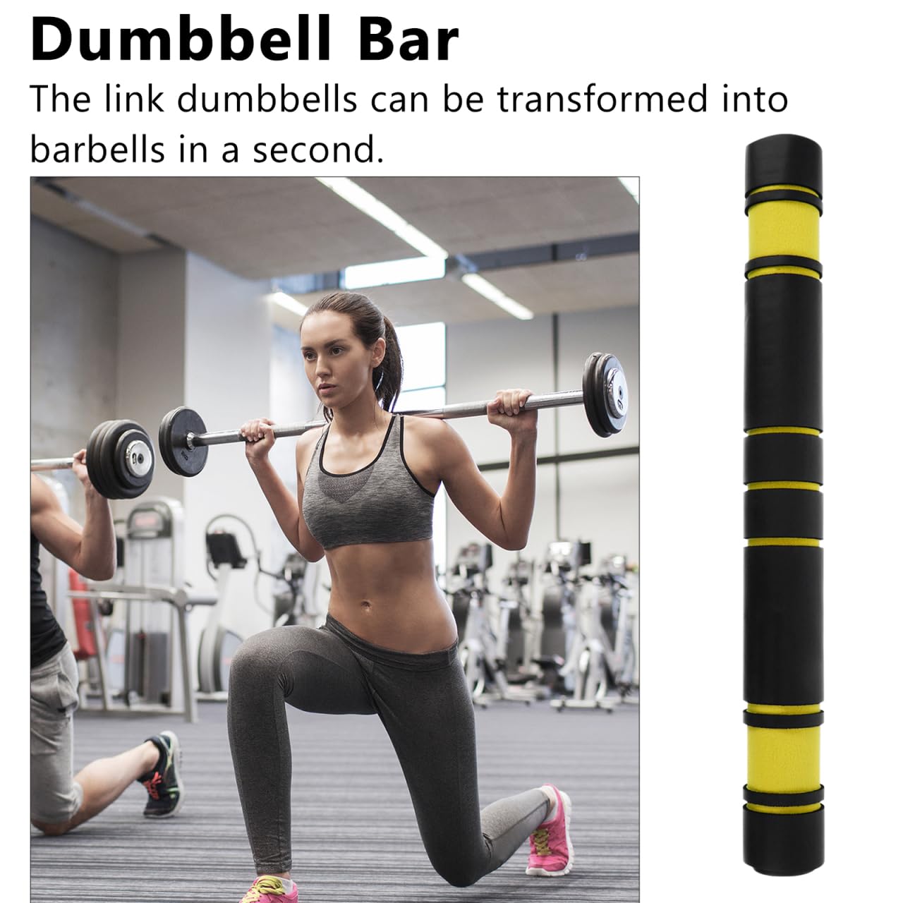 Yardwe Dumbbell Connector Rod Barbell Converter Bar Abs Fitness Equipment Weightlifting Accessory for Home Gym Strength Training 15.7 x 1.7 x 1.7 Inch