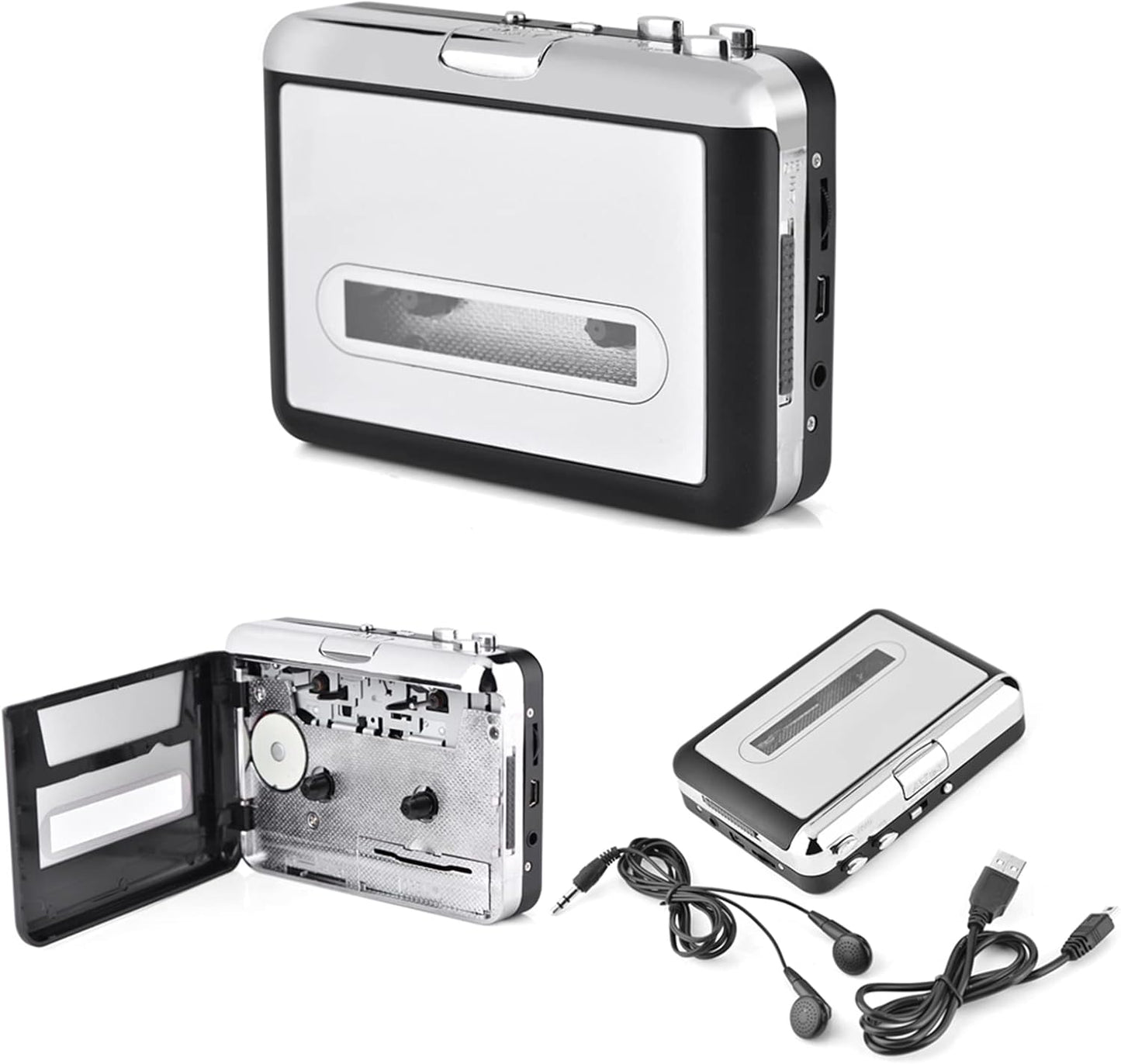 Vvikizy Cassette Cassette MP3 Cassette mp3 Cassette mp3 Microcassette Player USB Tape to PC CD Switcher Clear Stereo