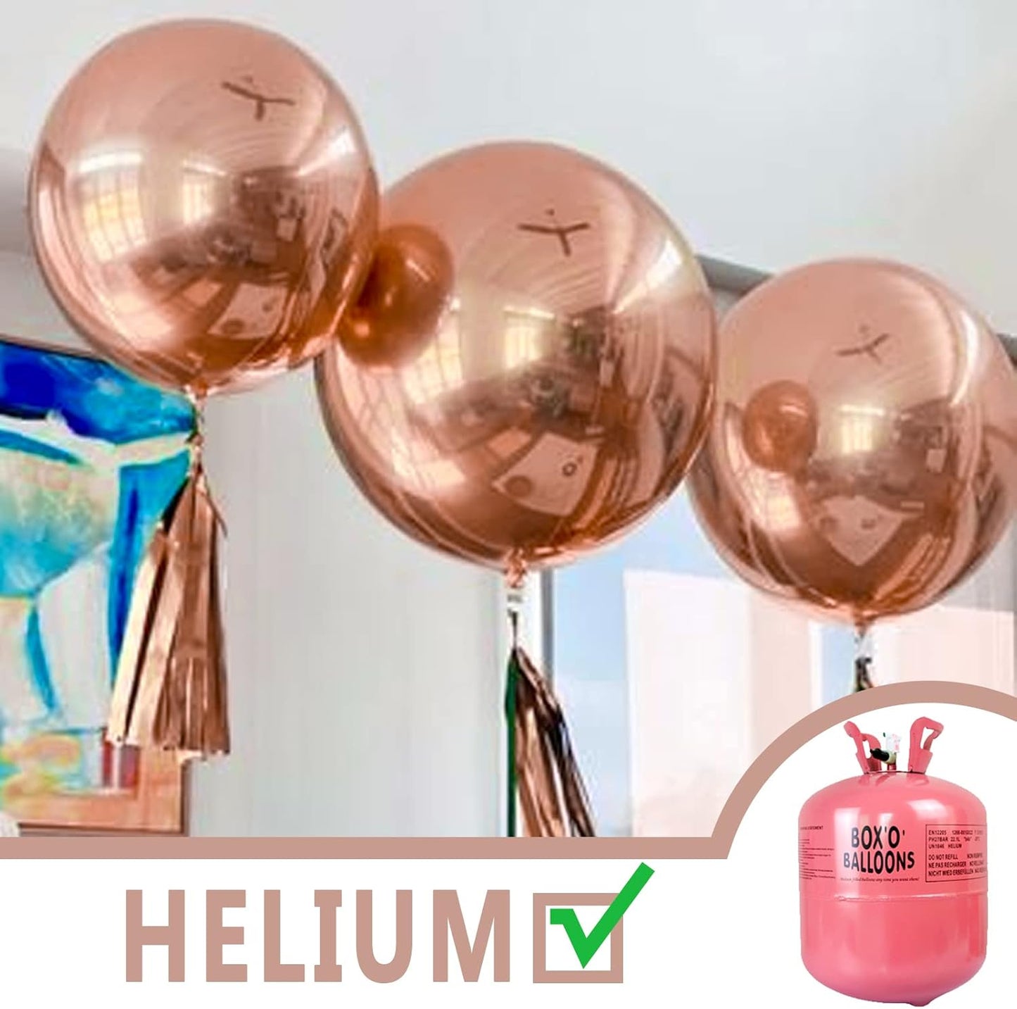 PartyWoo Rose Gold Balloons - 36 Inch Metallic Chrome for Weddings & Celebrations | 4pcs Set