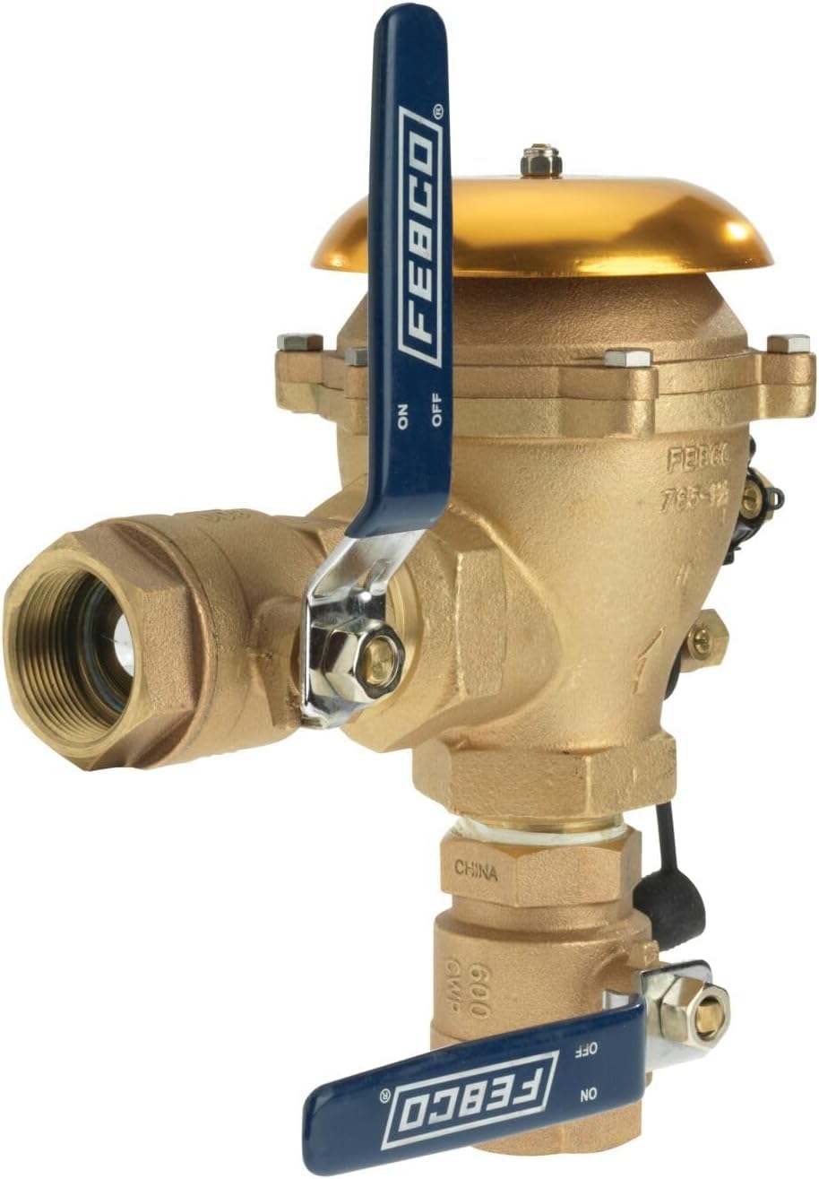 Febco 765 Series 1-1/2" Bronze Pressure Vacuum Breaker Backflow Preventer, Quarter Turn Shutoff, NPT Connections, Freeze Sensor with SentryPlus Alert Technology, Industrial Plants, Irrigation System