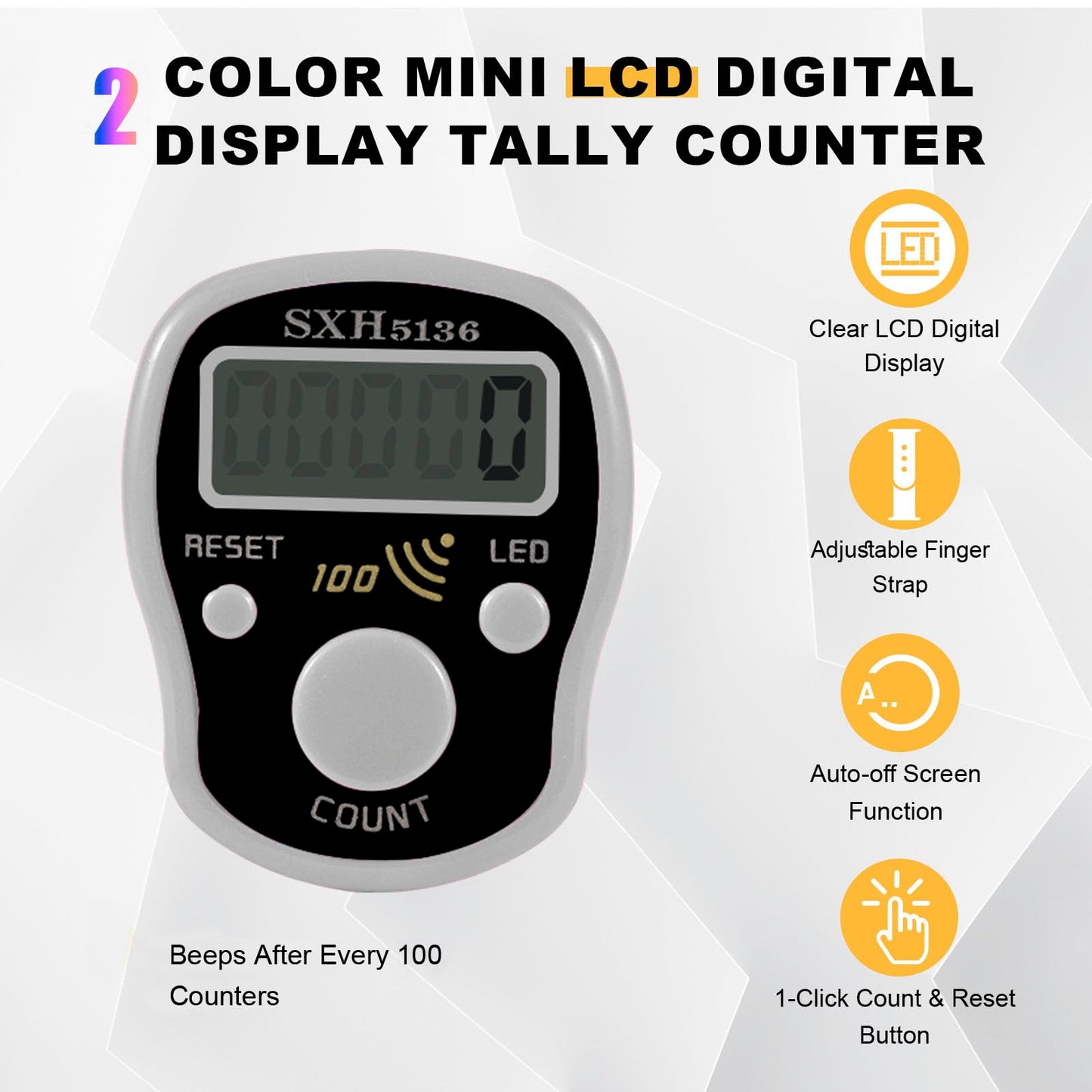Finger Counter Click Manual Digital clicker, 3pack Stitch Tally Knitting Counters Led Resettable Digits Pitch Electronic LCD Display finger Number Counter Finger Hand Tally Counter Counting Clicker