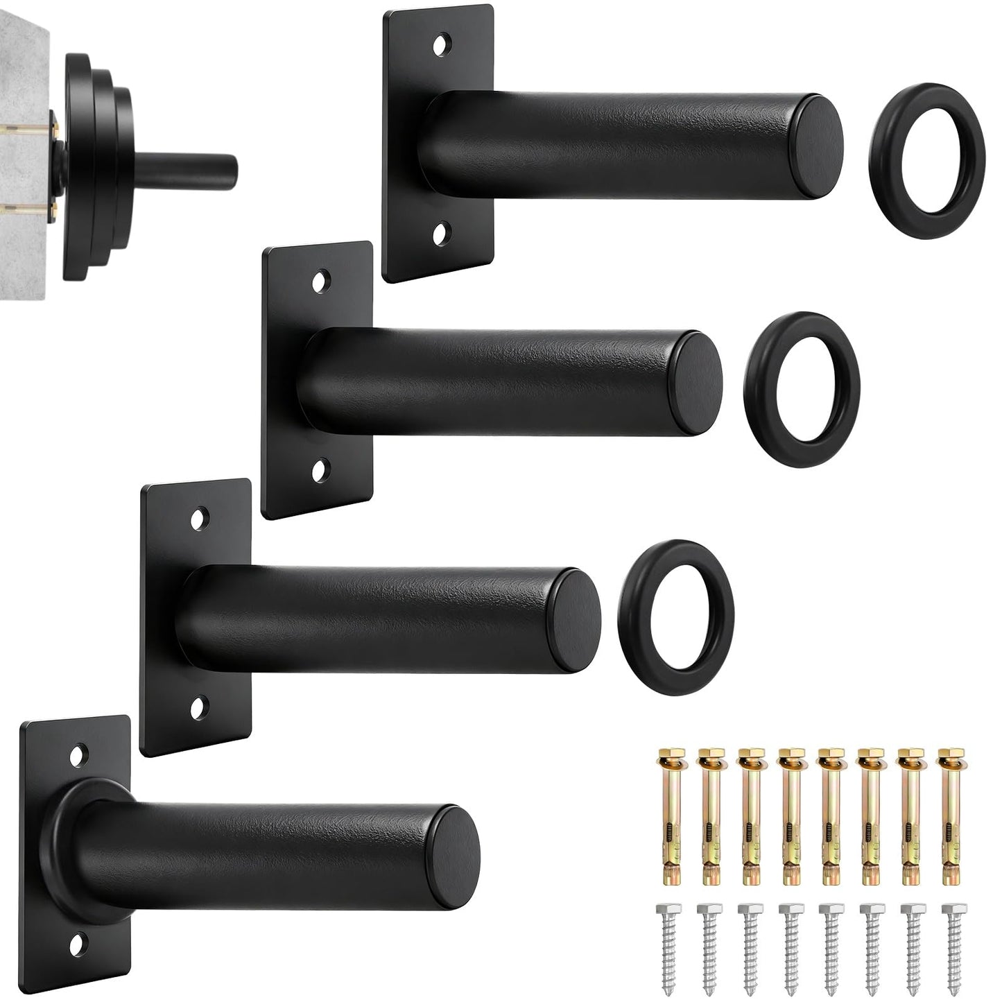 Tebery 4 Pack Wall Mount Weight Plate Holder, 220 LB Capacity Weight Plates Rack for Home Gym, Heavy Duty Barbell Plates Storage Hanger, Space Saving Plate Organizer for Garage