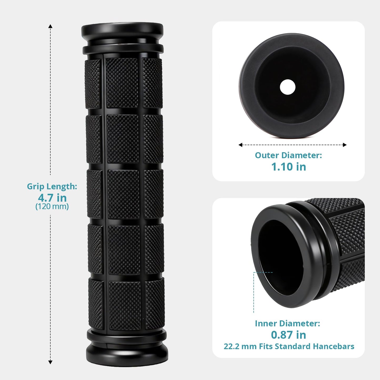 CHUNZEXI 4 PCS Bike Handlebar Grips, Rubber Bicycle Bar Grips Replacement, Non-Slip Handle Grips for Kids Bikes, Scooters, BMX, Mountain & Cruiser Bikes (Black)