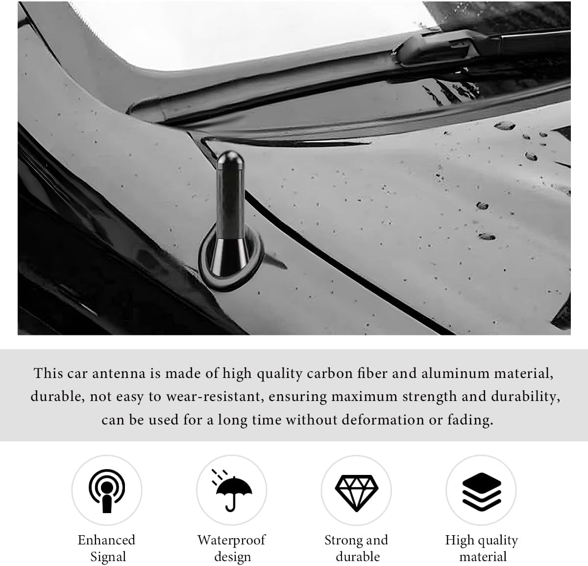 FSTURIOS 1.37" Car Short Antenna, Stubby Aluminum Radio Antenna Replacement with Screws Gaskets, Vehicle Roof Carbon