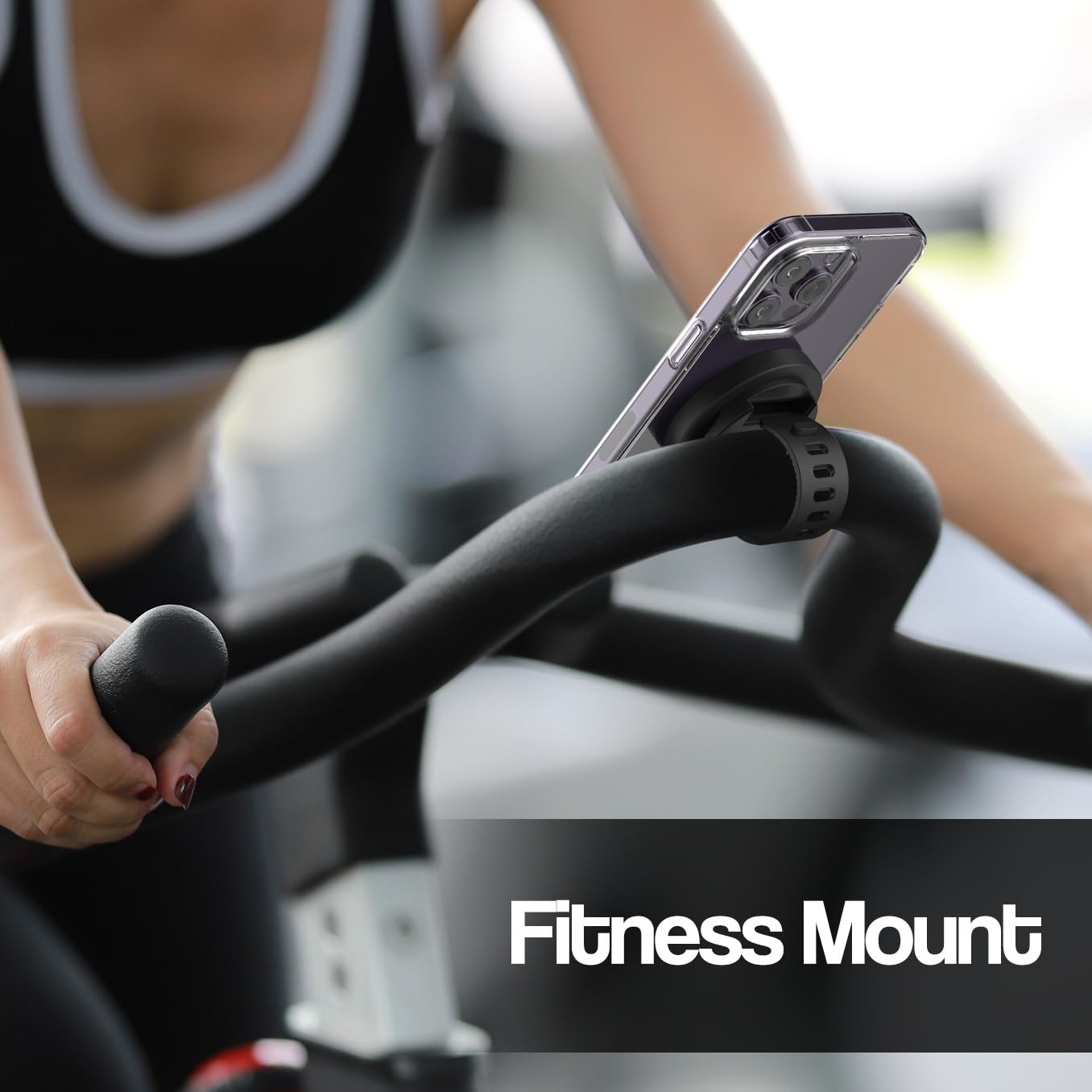 ENCASED Grip-X Magnetic Bar Mount, Compatible with MagSafe - Phone Holder for Gym, Home Fitness Bikes, Workout Equipment, Stroller and Cart Handlebars (iPhone 17, iPhone 16, 15, 14, 13 Series)