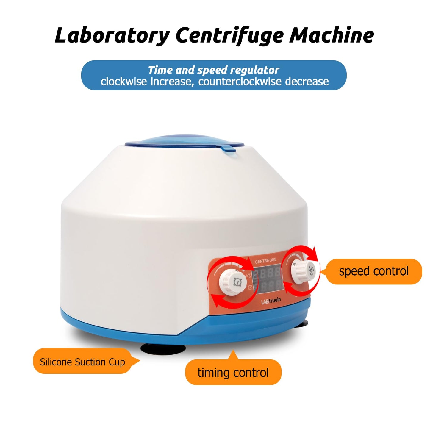 LABTRUEIN Centrifuge Machine, Lab LED Display Digital Betchtop Centrifuges with Timer & Speed Control - Low Speed,4000 RPM, Centrifuge Tubes Capacity 5ML/10ML/15 ML x 6