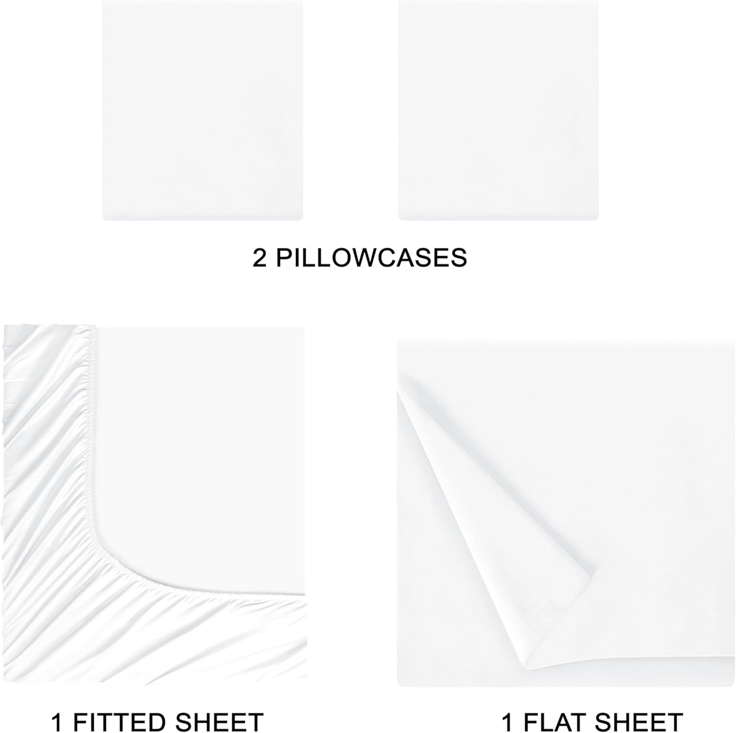 Skiennix Queen Sheet Set - Ultra Soft Double Brushed Microfiber, 4 Piece Deep Pocket | Easy Care, Wrinkle Free, Quick Dry - White