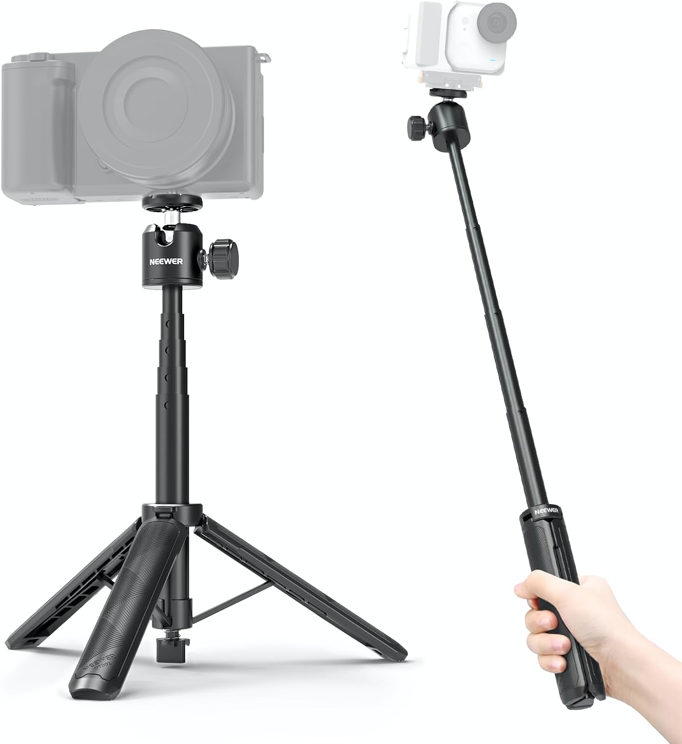G7X ZV-1 RX100 A6400 A6600 DT001 NEEWER Basics Extendable Selfie Stick Tripod, Metal Portable Stand Handle Grip