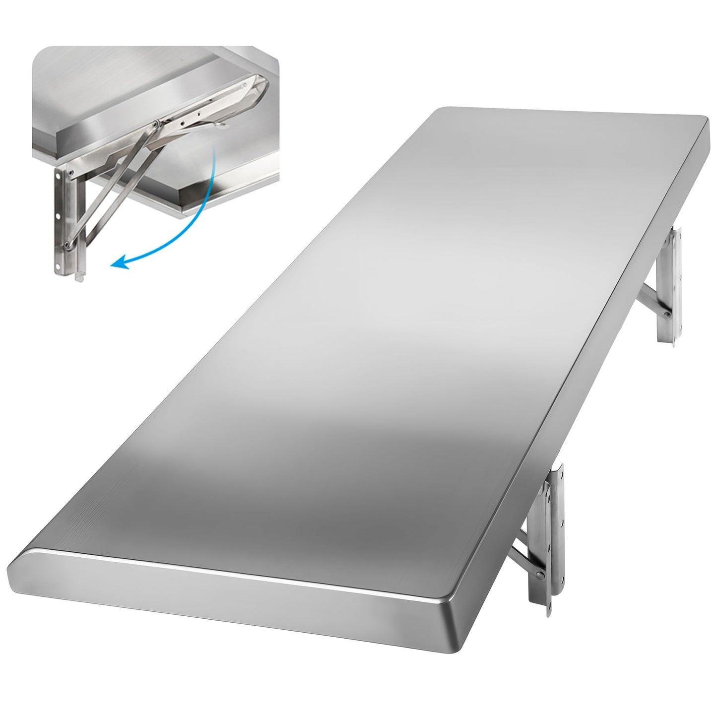 Toriexon Folding Concession Shelf 24" x 12", Stainless Steel Drop Down Folding Serving Food Shelf for Concession Windows