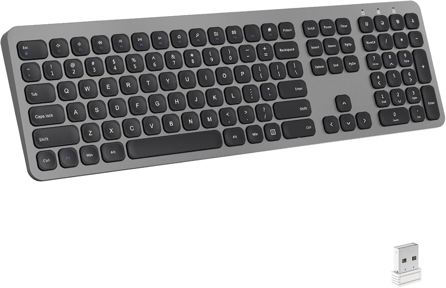 cimetech 2.4GHz Wireless Keyboard with Number Pad Full Size Design for Laptop Desktop PC Tablet, Windows iOS Android