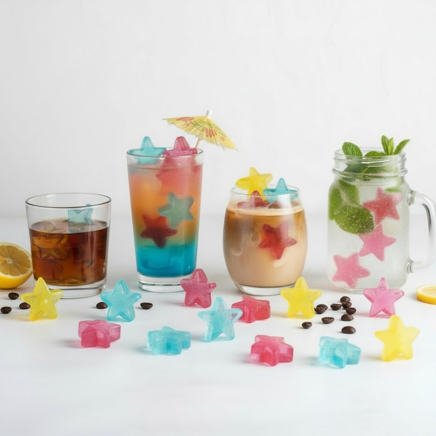 Dicunoy 200 PCS Reusable Ice Cubes, Plastic Ice Cubes for Drinks, Colorful Refreezable Non Diluting for Cocktails, Whiskey, Wine, Coffee