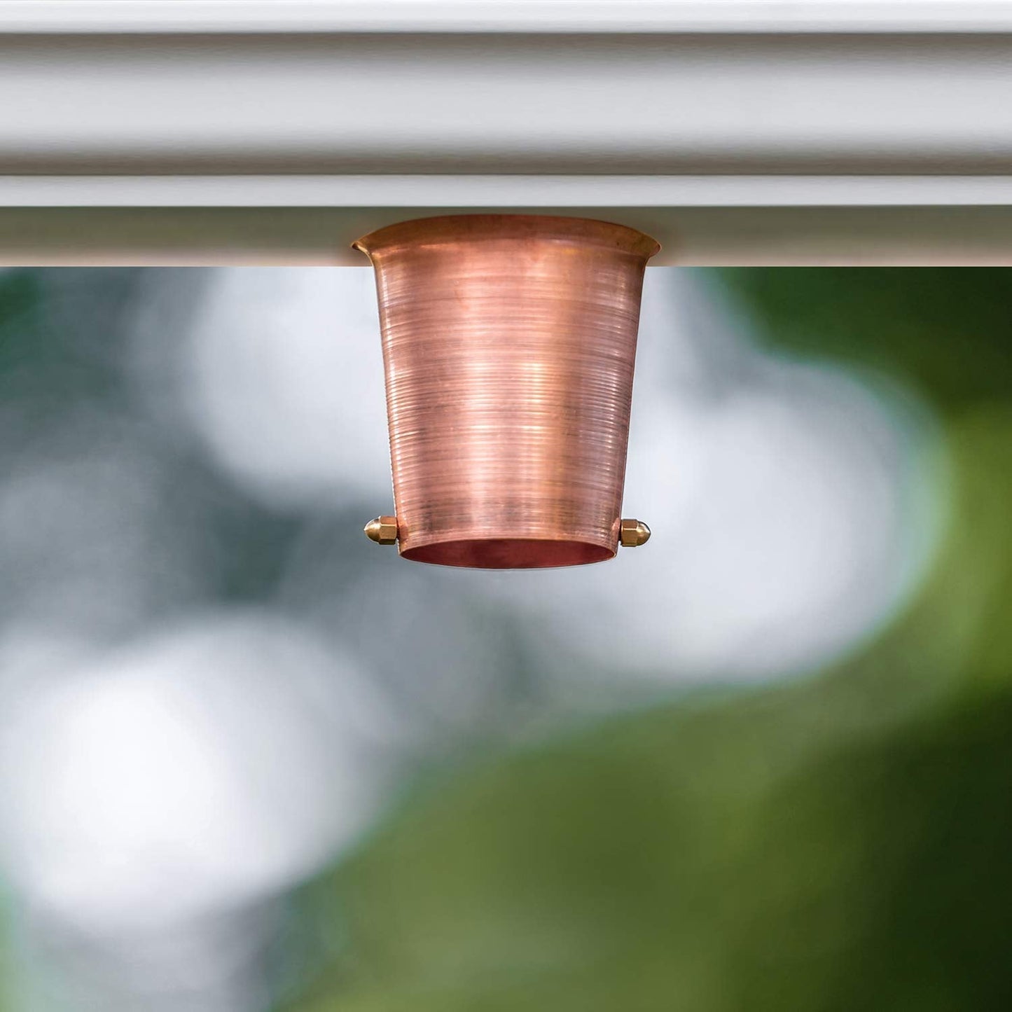 Marrgon Copper Rain Chain w/Gutter Adapter & Anchoring Basin – Decorative Chimes & Cups Replace Gutter Downspout & Divert Water Away from Home for Stunning Fountain Display – 6.5’ Long