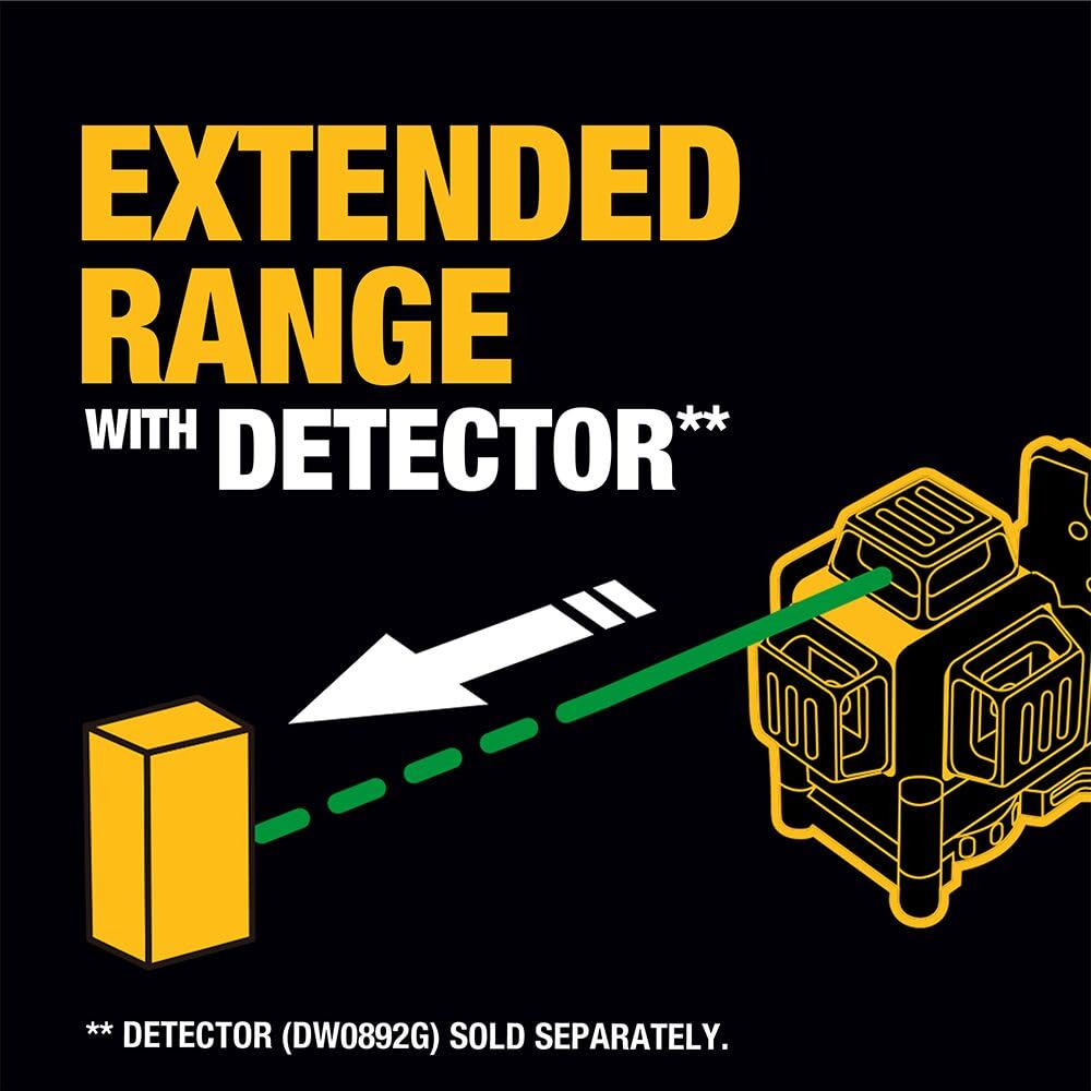 DEWALT Laser Level 360 Self Leveling, 3 Way Green Laser Leveler Tool 12V MAX with 2.0Ah Battery, Charger and Durable Carrying Case, 100 Ft, Tripod Compatible (DW089LG)