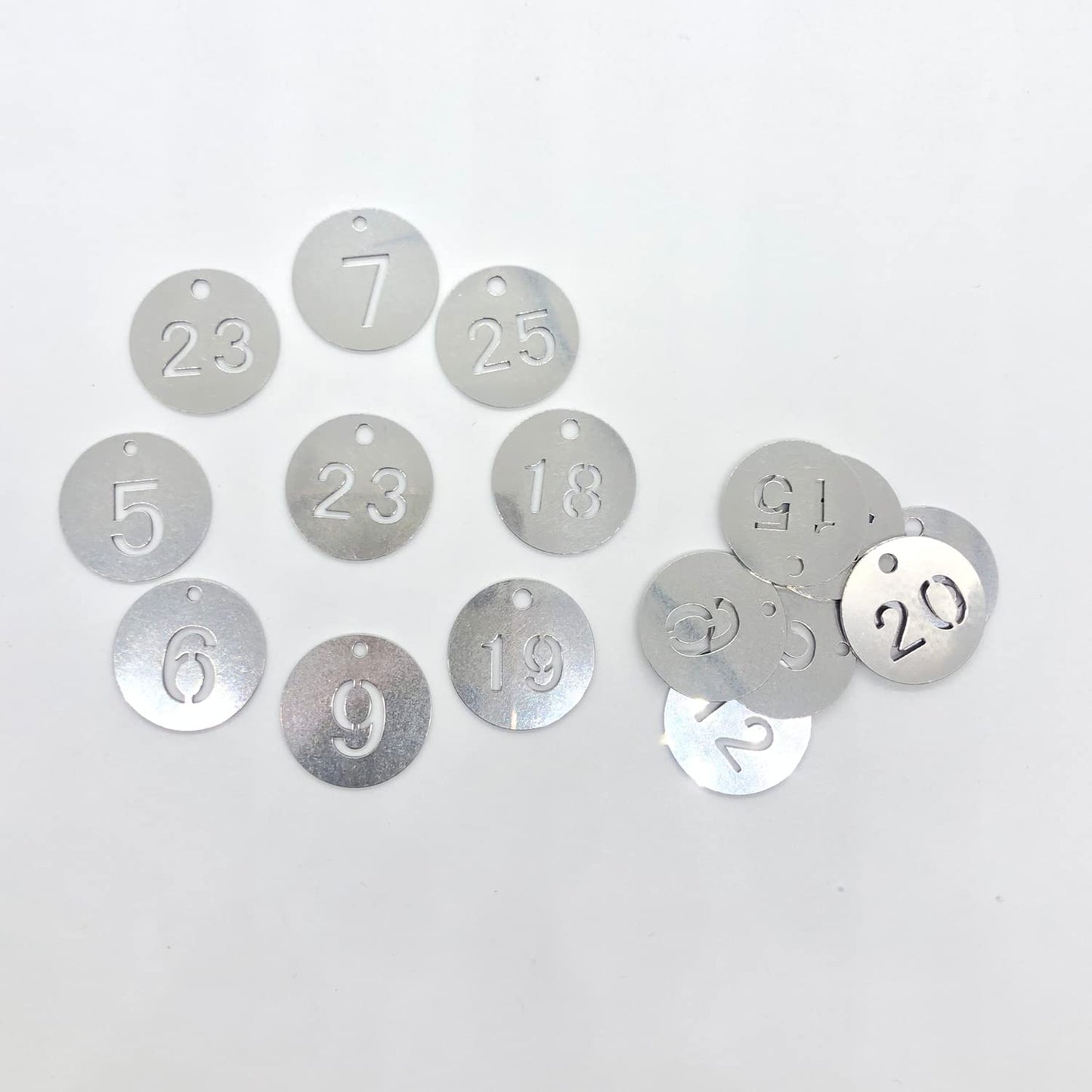 Stainless Steel Numbered Tags, Round Metal Key Tags ID Tags with Rings (1-30)