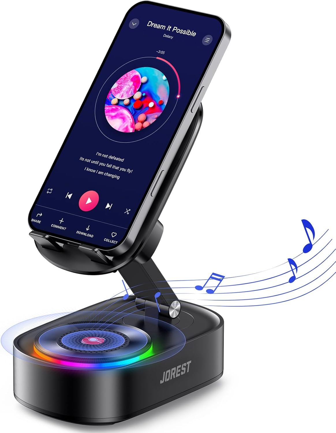 Jorest Wireless Induction Speaker,Cell Phone Stand with Bluetooth Speaker,Valentine's Gifts for Older Men Women Teenage