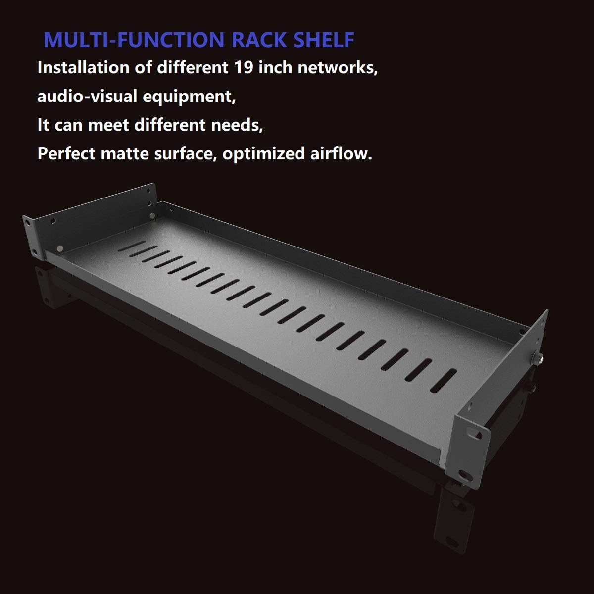 JINGCHENGMEI 2 Pack 1U 6" (154mm) 19" Black(6V2PC) of Vented Cantilever Server Rack Mount Shelf Deep for Network