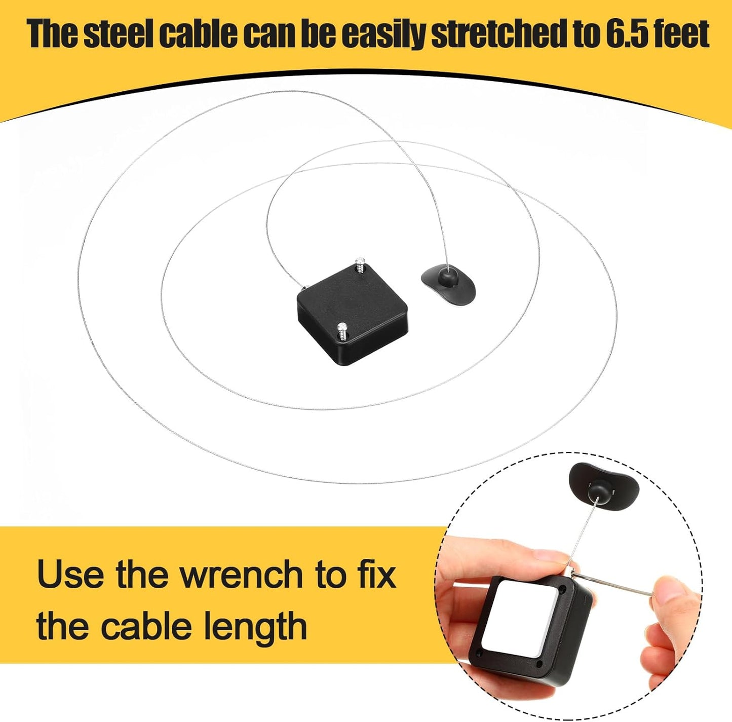 Mimorou 9 6.5 Pcs ft Retractable Security Cable Lock with Double Sided Adhesive and Screws TV Remote Control Tether