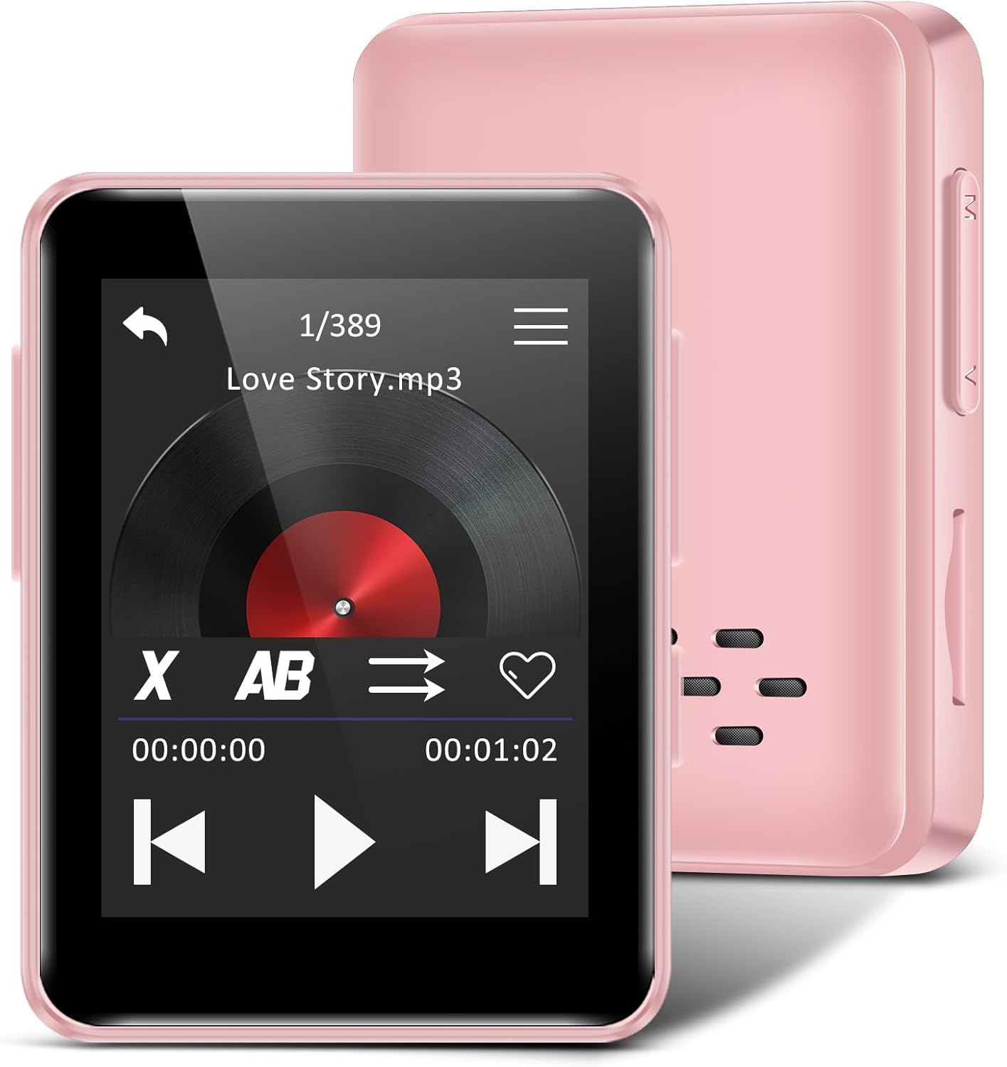 VANSING MP3 32GB MP3 1.8 inch 512GB(Pink) Player with Bluetooth, Portable Bluetooth Player for Kids, Music Player