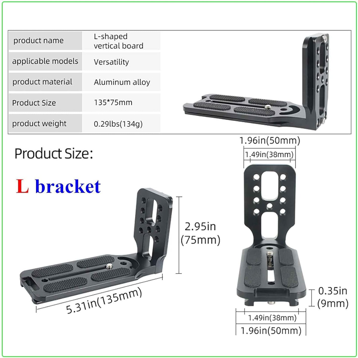 Sxbinyouli DSLR Camera L Bracket,Vertical Camera Mount,Quick Release Plate for Horizontal Vertical Photography