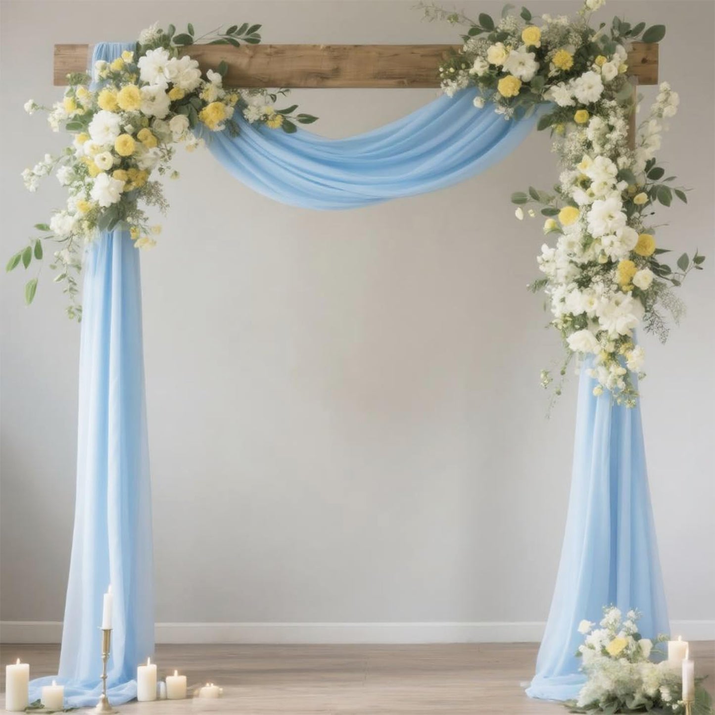 Skiennix Chiffon Wedding Arch Draping Fabric - Baby Blue Sheer 29 in x 20 ft Backdrop for Events