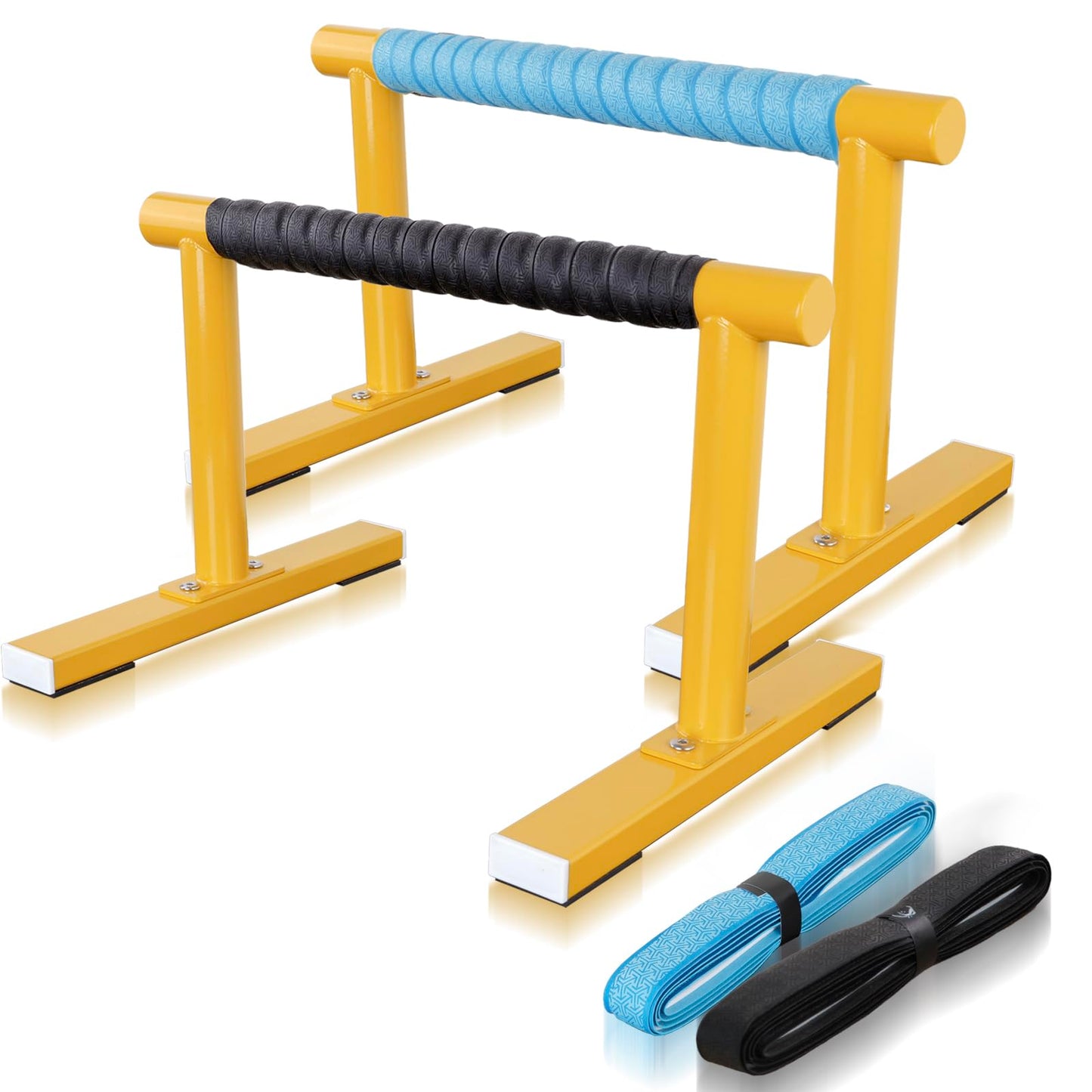 Purife 1 Pair Yellow Strength Training Parallettes Push Up Bars, Pushup Handles Calisthenics Equipment for Home Workout, Anti-slip Gymnastics Bars, Handstand & Dip Bar for Outdoor Exercise