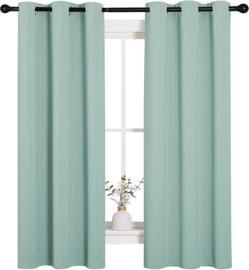 NICETOWN Blackout Curtains - Thermal Insulated Kitchen Draperies | Aqua, 34 x 63 Inches, One Pair