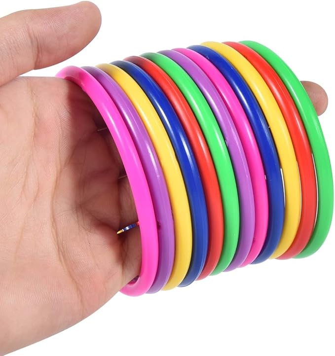 OBTANIM 24 Pcs Plastic 3 Inch Ring Toss Game for Kids and Outdoor Toss Rings for Speed and Agility Practice Game, Random Colors