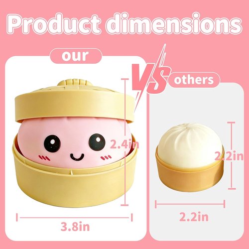 Dumpling Squishy Mystery Box - Super Soft Slow Rising TPR Smiley Face Fidget Toy | Pink, Ideal for Easter Baskets & Parties