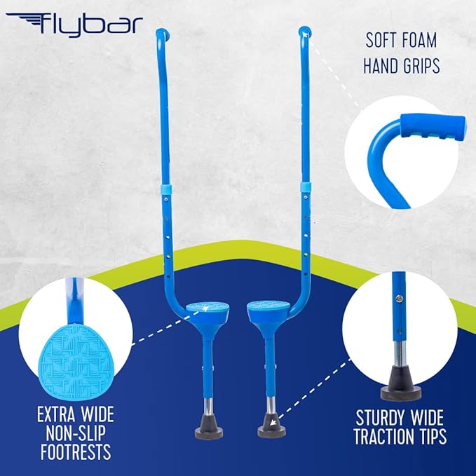 Flybar Maverick Walking Stilts for Kids - 5 Adjustable Height’s, Sturdy, Easy Assembly, Wide Non-Slip Rubber Bottom Tip, Foam Grips, Outdoor Toys for Kids 5+, 190 lbs