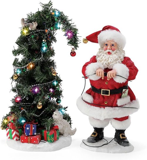 Department 56 National Lampoon's Christmas Vacation Santa & Squirrel Tree Lit Figurine Set - 13 Inch, Multicolor