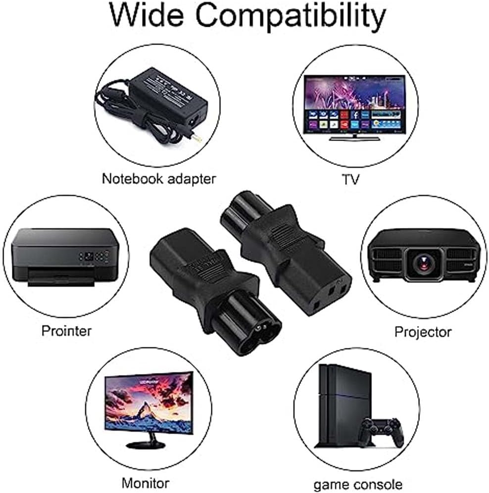 JORINDO 2 Pack IEC320 C6 C13 3 C13 3 C6 C6 C13 to Power Adapter Adapter Plug,IEC Pole Female to PIN Male AC Converter